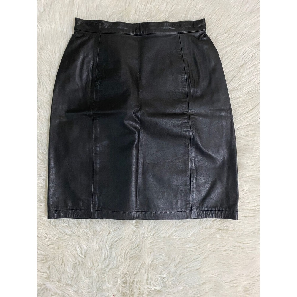 Vintage Black Leather Skirt 10‎